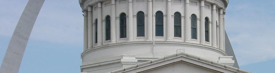 The Old Courthouse Dome with the Gateway Arch in the background