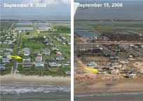 Hurricane Ike before and after picture