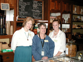 Employees in period costume at the Levee Mercantile Store