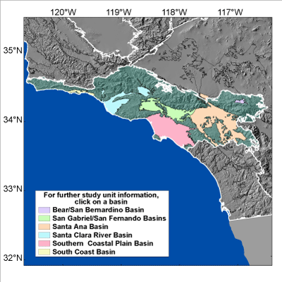 Map of the Transverse Ranges and Selected Peninsular Ranges Province