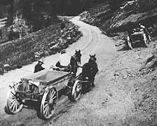 (YELL 21158) Early road construction work in Yellowstone National Park. The vehicles pictured are 