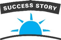 graphic:success story, sun rising on the horizon