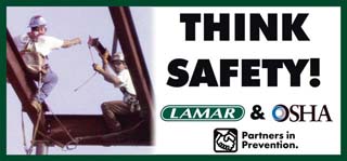 Billboard safety message.