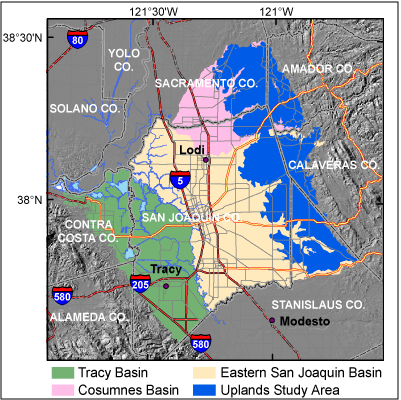 Map of the Northern San Joaquin Study Unit.