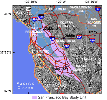 Map of the San Francisco Bay Study Unit.