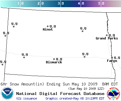 North Dakota 30-36 Hour Snowfall Forecast