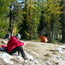 Wilderness camper with tent set up