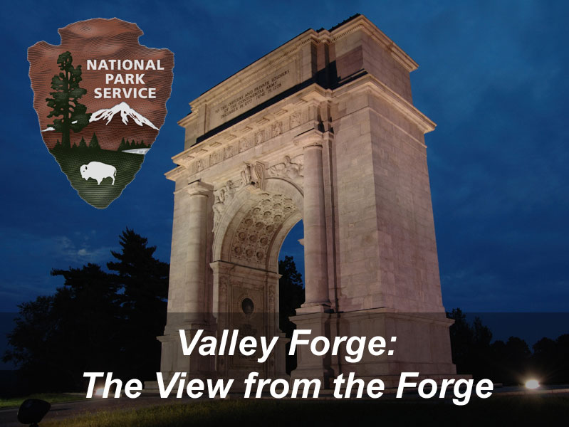 National Memorial Arch at night, with text to be used as podcast image