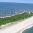 Aerial view of Fire Island at its narrowest point, Barrett Beach.