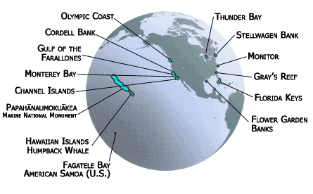 National Marine Sanctuaries map