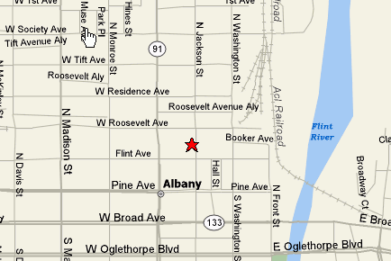 Map of the Albany area showing the location of the USGS office. 