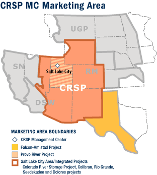 Colorado River Storage Project Management Center marketing area map