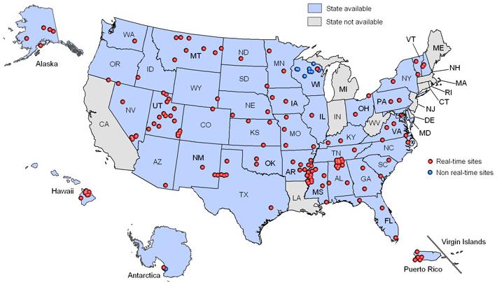 Locations of NRCS SCAN data collection sites