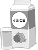 carton and glass of juice