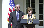 Laura Bush speaks.