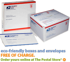 Eco-friendly boxes and envelopes-free of charge. Order yours online at The Postal Store®