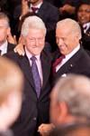 Former President Bill Clinton and Vice President Biden share a laugh at the signing ceremony for the Edward M. Kennedy Serve America Act.  President Barack Obama signed the Serve America Act on April 21, 2009 at a Washington DC elementary school, joined by Vice President Biden, First Lady Michelle Obama, Dr, Jill Biden, Members of Congress, former President Clinton, former First Lady Rosalyn Carter, and an audience of nonprofit leaders and national service volunteers. The President was introduced by the bill’s namesake and longtime service champion Senator Kennedy, who co-authored the legislation with Senator Orrin Hatch. 