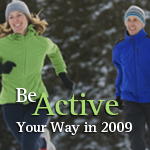 Be Active Your Way in 2009 electronic greeting card - Woman and man jogging, winter time