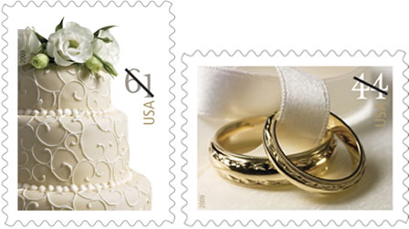 Wedding Cake Stamp   Two Gold Rings Stamp