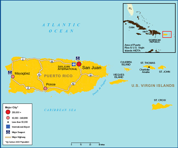 Map showing the Puerto Rico/U.S. Virgin Islands High Intensity Drug Trafficking Area.