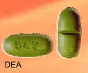 Photograph of two green tablets.
