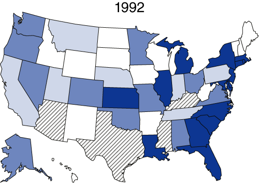 Figure 2. Cocaine Admission Rates per 100,000 Population Aged 12 or Older: 1992*