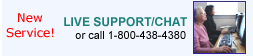 'New Service! Live Support/Chat -- or call 1-800-438-4380'