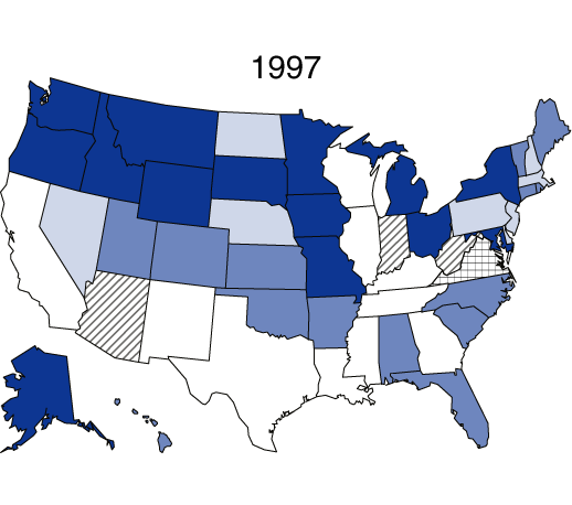 Figure 2. Marijuana Admission Rates per 100,000 Population Aged 12 or Older: 1997
