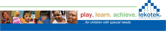 Lekotek Banner: Play. Learn. Achieve. For children with special needs.