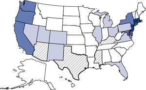 Map showing heroin admission rates per 100,000 population aged 12 or older in 1993