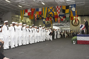 USCIS Director Emilio Gonzalez administered the Oath of Allegiance to 146 U.S. Navy Sailors.
