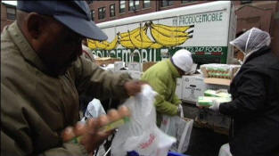 One location where a Chicago food bank is helping feed people that need food. Photo: BBC See complete video