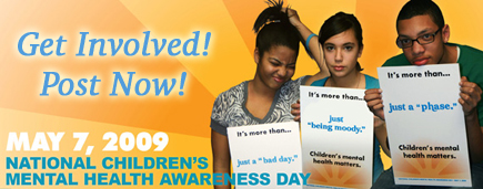 Get Involved with National Children's Mental Health Awareness Day on May 7th!  Click here to Post Now!