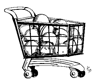 Shopping cart full of helmets