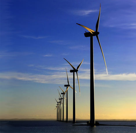 Photos of Offshore Wind Turbines.