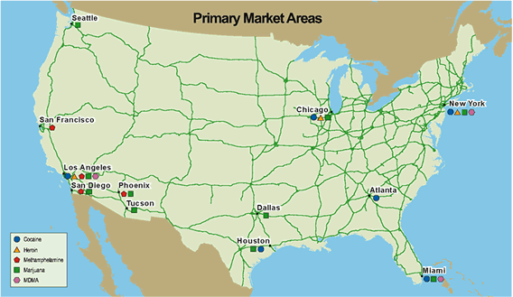 U.S. map showing the Primary Market Areas.