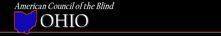 American Council of the Blind of Ohio logo, including an outline of the state of Ohio.