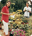 A man and woman gardening.