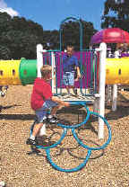 photo of boys on climber of rings that is an elevated component