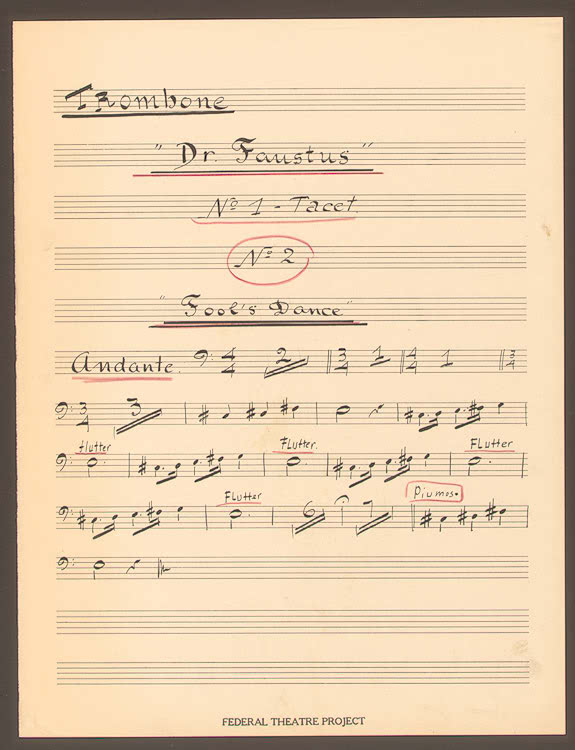 Image 1 of 5, Music from  production of Dr. Faustus (Trombone pa