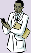 A doctor taking notes.