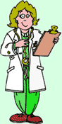 A female doctor holding a clipboard.