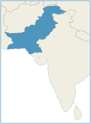 Map of Pakistan and surrounding region.