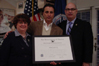 From left to right: USCIS District Director Jane Arellano, "Outstanding American by Choice" Andy Garcia, and USCIS Director Emilio T. González in Los Angeles, CA, Jan. 24, 2008
