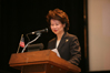 "Outstanding American by Choice" Secretary Elaine L. Chao delivering remarks at a naturalization ceremony in New York, NY, Feb. 27, 2008
