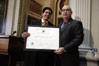 USCIS Director Emilio T. González recognizes Alejandro Gomez Monteverde as an "Outstanding American by Choice" in Washington, DC, Jan. 24, 2007