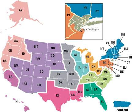 Map of United States Census Regions