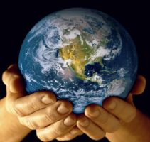 Image of hands holding Earth