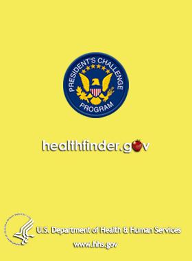 Healthfinder.gov, President's Challenge, and HHS logos