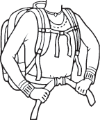 Illustration of correctly adjusting the belt strap on a backpack